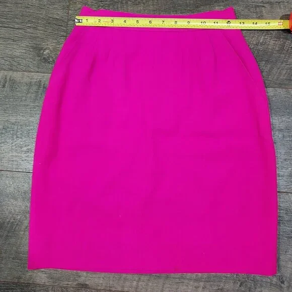 Evan Picone Petite Pink Fuchsia Megenta Skirt Size 2 Wool Vintage 1980s Lined - Picture 6 of 9